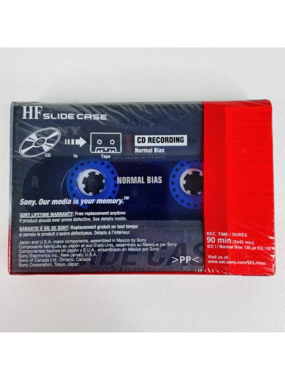 Lot Of 3 Sony 90 Minute HF New Color Slide Case CD Recording Cassette Tape